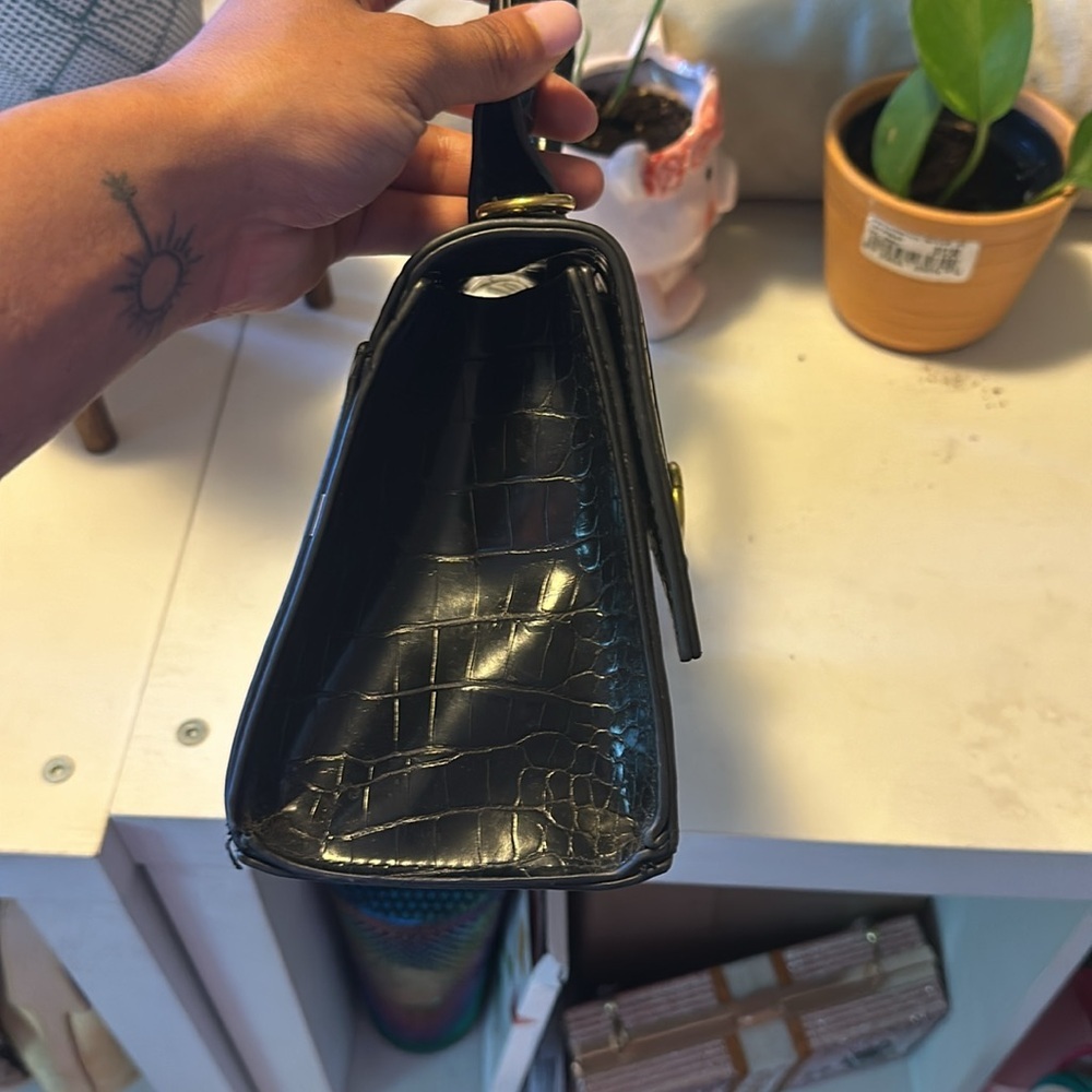 Black mini hand bag with strap - Picture 8 of 13